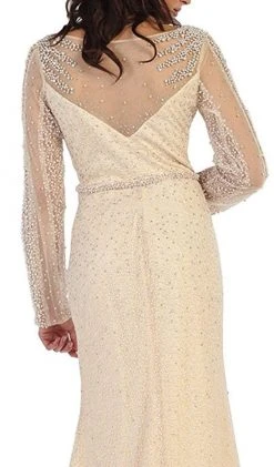 May Queen - RQ7483 Sheer Pearls And Rhinestone Mesh Evening Gown Formal Gowns 13 May Queen - RQ7483 Sheer Pearls And Rhinestone Mesh Evening Gown Formal Gowns