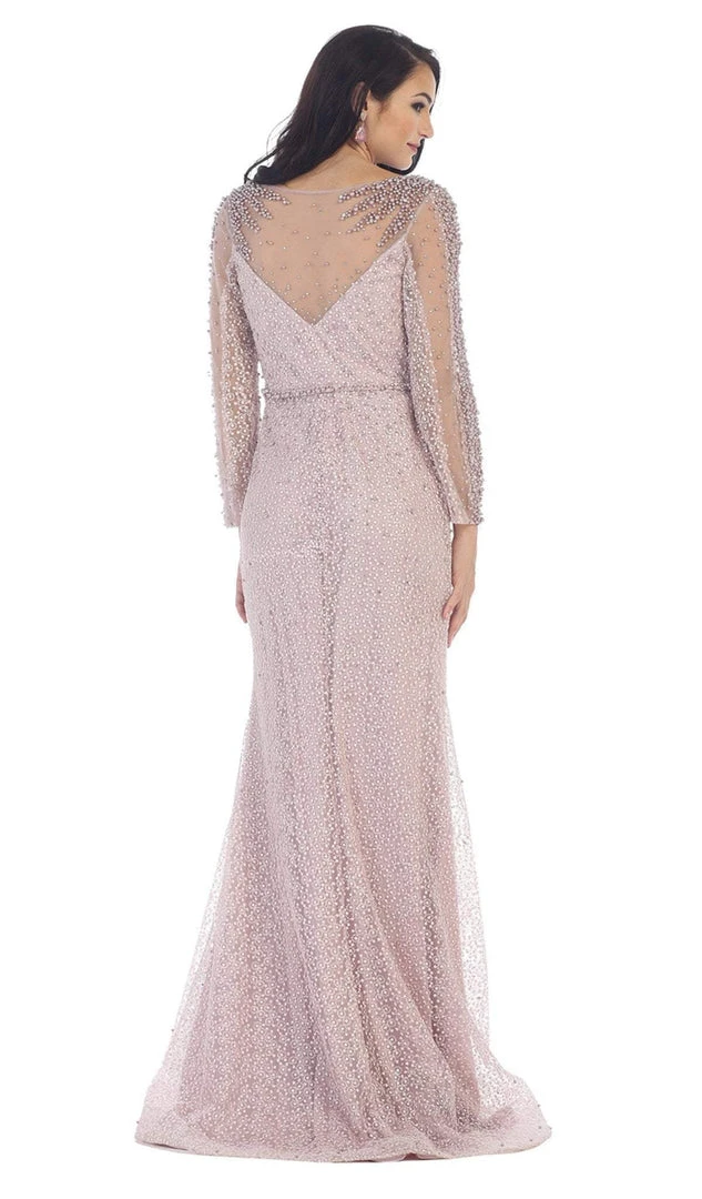 May Queen - RQ7483 Sheer Pearls And Rhinestone Mesh Evening Gown Formal Gowns 10 May Queen - RQ7483 Sheer Pearls And Rhinestone Mesh Evening Gown Formal Gowns