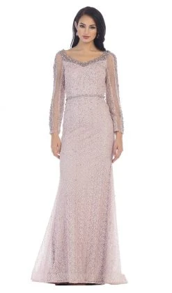 May Queen - RQ7483 Sheer Pearls And Rhinestone Mesh Evening Gown Formal Gowns 16 May Queen - RQ7483 Sheer Pearls And Rhinestone Mesh Evening Gown Formal Gowns