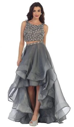 May Queen - RQ7486 Two Piece Bateau A-line Prom Dress