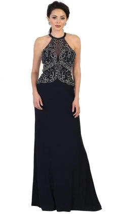 Formal Gowns May Queen - RQ7490 Ornate Illusion Panel Prom Gown