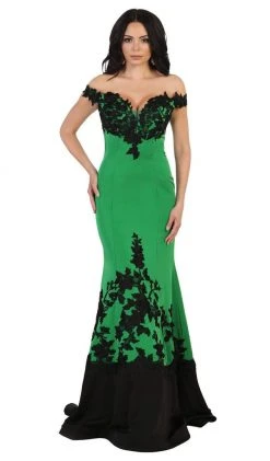 May Queen - RQ7499 Two Toned Off Shoulder Mermaid Gown Formal Gowns