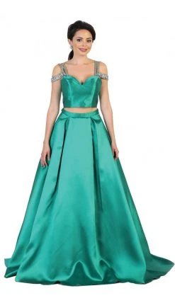 May Queen - RQ7506 Two Piece Satin Evening Dress