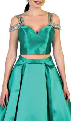 May Queen - RQ7506 Two Piece Satin Evening Dress