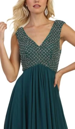 May Queen - RQ7512 Embellished V-neck A-line Dress With Train Formal Gowns 9 May Queen - RQ7512 Embellished V-neck A-line Dress With Train Formal Gowns