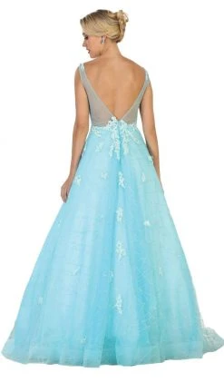 May Queen - RQ7513 Applique Illusion Bateau A-line Dress 9 May Queen - RQ7513 Applique Illusion Bateau A-line Dress