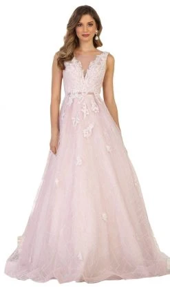 May Queen - RQ7513 Applique Illusion Bateau A-line Dress 11 May Queen - RQ7513 Applique Illusion Bateau A-line Dress