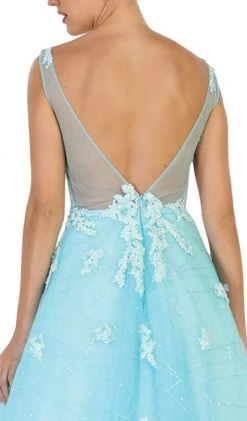 May Queen - RQ7513 Applique Illusion Bateau A-line Dress 10 May Queen - RQ7513 Applique Illusion Bateau A-line Dress