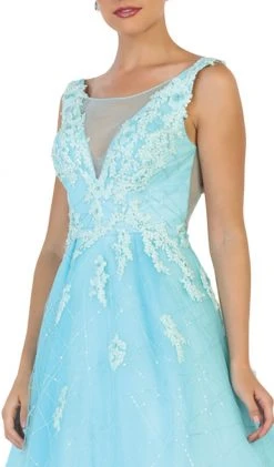 May Queen - RQ7513 Applique Illusion Bateau A-line Dress