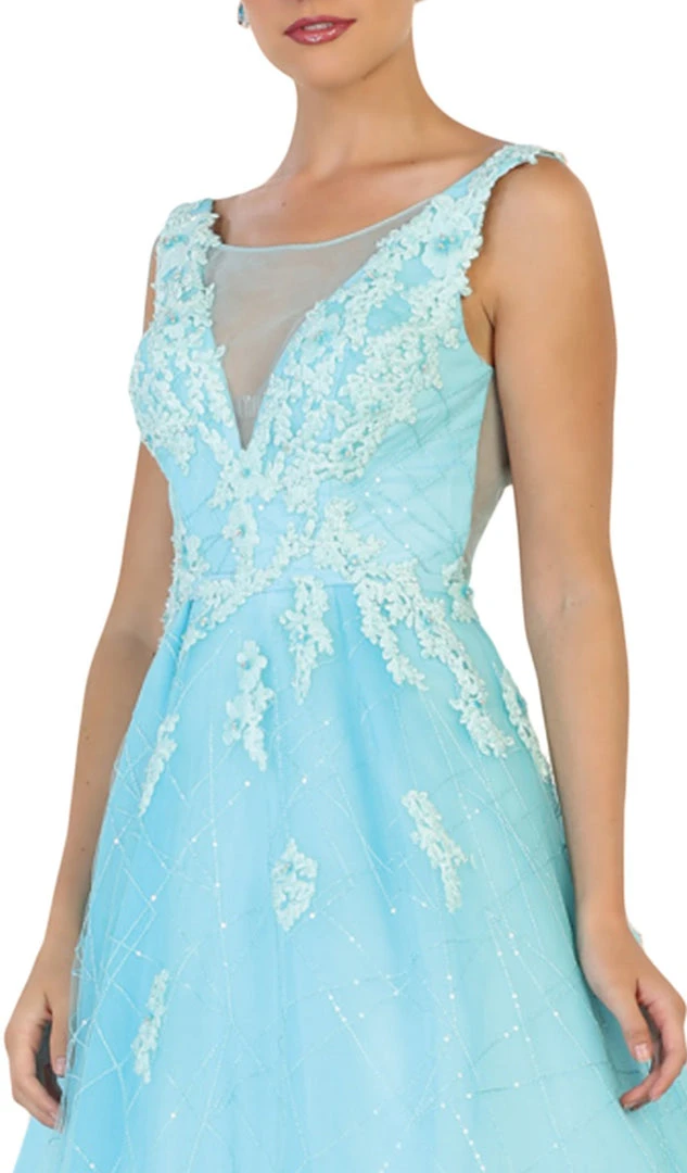 May Queen - RQ7513 Applique Illusion Bateau A-line Dress 4 May Queen - RQ7513 Applique Illusion Bateau A-line Dress