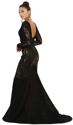 May Queen - RQ7515 Lace Embellished Bateau Mermaid Gown