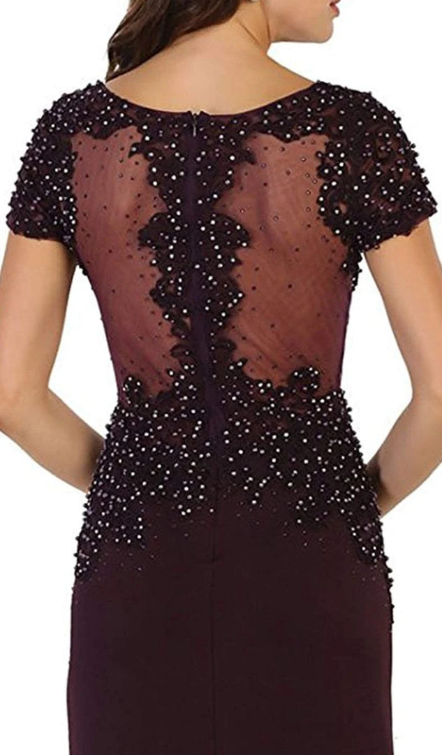 Formal Gowns May Queen - RQ7519 Embellished Illusion Bateau Sheath Mother Of The Bride Dress 6 Formal Gowns May Queen - RQ7519 Embellished Illusion Bateau Sheath Mother Of The Bride Dress