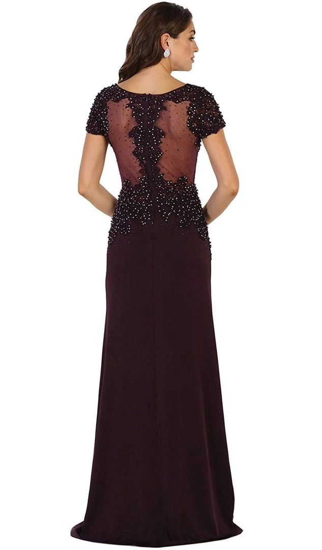 Formal Gowns May Queen - RQ7519 Embellished Illusion Bateau Sheath Mother Of The Bride Dress 5 Formal Gowns May Queen - RQ7519 Embellished Illusion Bateau Sheath Mother Of The Bride Dress
