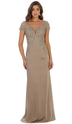 Formal Gowns May Queen - RQ7519 Embellished Illusion Bateau Sheath Mother Of The Bride Dress 12 Formal Gowns May Queen - RQ7519 Embellished Illusion Bateau Sheath Mother Of The Bride Dress