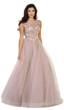 May Queen - RQ7527 Sleeveless Pearl Embellished Evening Gown Formal Gowns