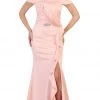 Formal Gowns May Queen - RQ7528 Off Shoulders Ruffle Detail Satin Evening Dress
