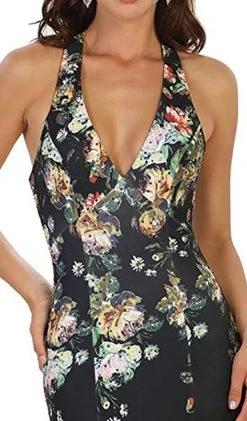 Formal Gowns May Queen - RQ7529 Deep V-Neck Floral Print Mermaid Evening Gown 9 Formal Gowns May Queen - RQ7529 Deep V-Neck Floral Print Mermaid Evening Gown