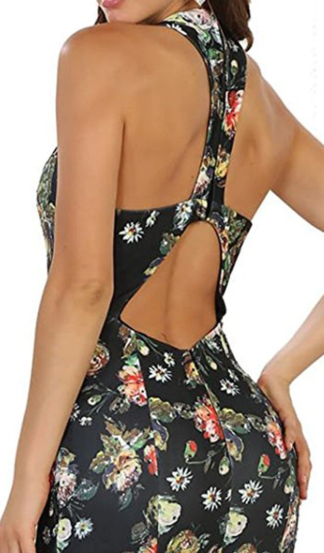 Formal Gowns May Queen - RQ7529 Deep V-Neck Floral Print Mermaid Evening Gown 6 Formal Gowns May Queen - RQ7529 Deep V-Neck Floral Print Mermaid Evening Gown