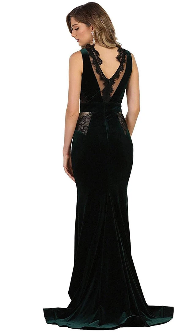 May Queen - RQ7531 Lace Illusion High Neck Sheath Evening Dress 10 May Queen - RQ7531 Lace Illusion High Neck Sheath Evening Dress