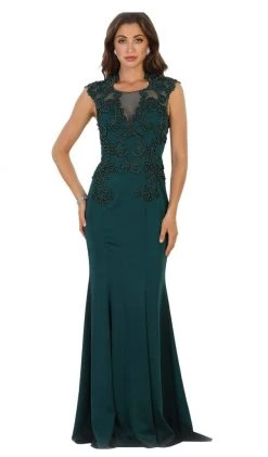 May Queen - RQ7534 Beaded Queen Anne Mermaid Gown Formal Gowns