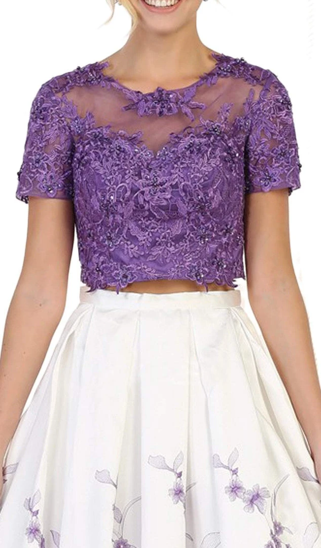 May Queen - RQ7535 Two Piece Embellished Floral Print Evening Ballgown Formal Gowns 4 May Queen - RQ7535 Two Piece Embellished Floral Print Evening Ballgown Formal Gowns