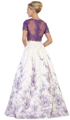 May Queen - RQ7535 Two Piece Embellished Floral Print Evening Ballgown Formal Gowns 10 May Queen - RQ7535 Two Piece Embellished Floral Print Evening Ballgown Formal Gowns