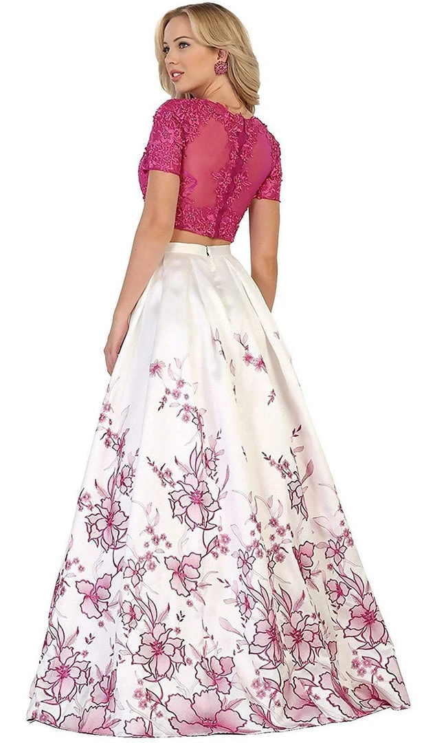 May Queen - RQ7535 Two Piece Embellished Floral Print Evening Ballgown Formal Gowns 8 May Queen - RQ7535 Two Piece Embellished Floral Print Evening Ballgown Formal Gowns
