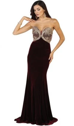 Formal Gowns May Queen - RQ7540 Embroidered Sweetheart Sheath Prom Dress
