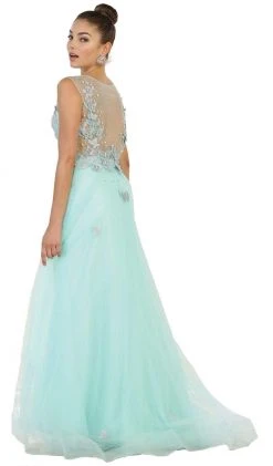 Formal Gowns May Queen - RQ7543 Embellished Illusion Bateau A-line Evening Gown 14 Formal Gowns May Queen - RQ7543 Embellished Illusion Bateau A-line Evening Gown