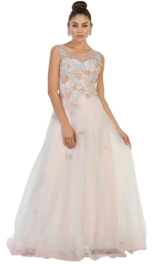 Formal Gowns May Queen - RQ7543 Embellished Illusion Bateau A-line Evening Gown 9 Formal Gowns May Queen - RQ7543 Embellished Illusion Bateau A-line Evening Gown