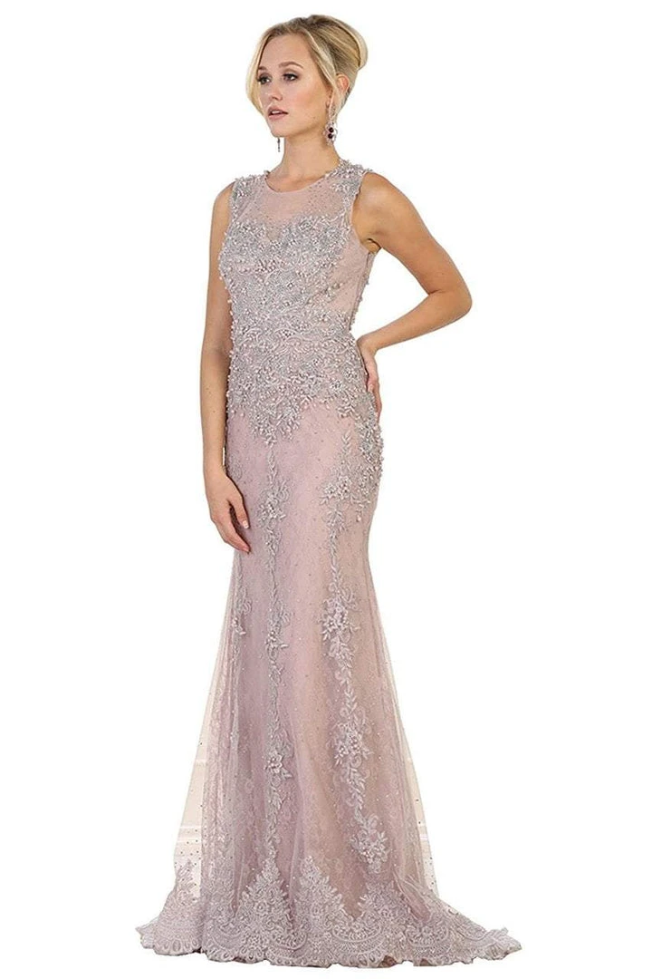 May Queen - RQ7551 Embellished Illusion Jewel Sheath Gown - 1 Pc Mauve In Size 8 Available 3 May Queen - RQ7551 Embellished Illusion Jewel Sheath Gown - 1 Pc Mauve In Size 8 Available