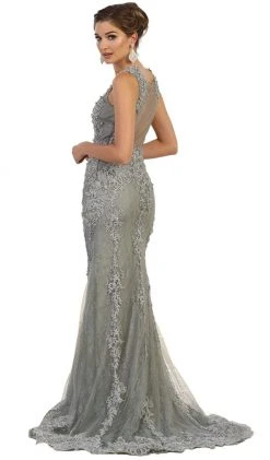 May Queen - RQ7551 Embellished Illusion Jewel Sheath Prom Gown 14 May Queen - RQ7551 Embellished Illusion Jewel Sheath Prom Gown