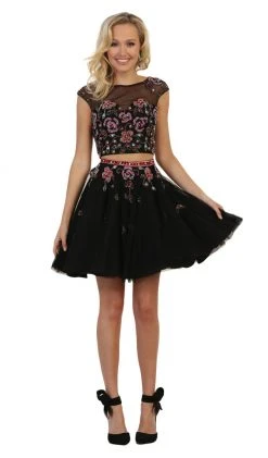 May Queen - RQ7559 Multicolored Embellished Two Piece A-line Dress