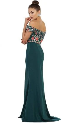 May Queen - RQ7564 Floral Applique Off-Shoulder Fitted Evening Dress Formal Gowns 17 May Queen - RQ7564 Floral Applique Off-Shoulder Fitted Evening Dress Formal Gowns