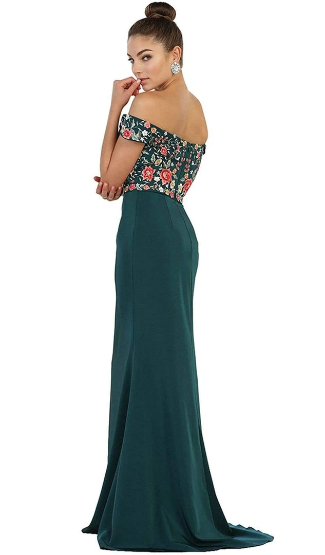 May Queen - RQ7564 Floral Applique Off-Shoulder Fitted Evening Dress Formal Gowns 10 May Queen - RQ7564 Floral Applique Off-Shoulder Fitted Evening Dress Formal Gowns