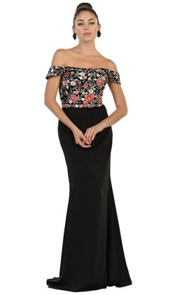 May Queen - RQ7564 Floral Applique Off-Shoulder Fitted Evening Dress Formal Gowns 12 May Queen - RQ7564 Floral Applique Off-Shoulder Fitted Evening Dress Formal Gowns