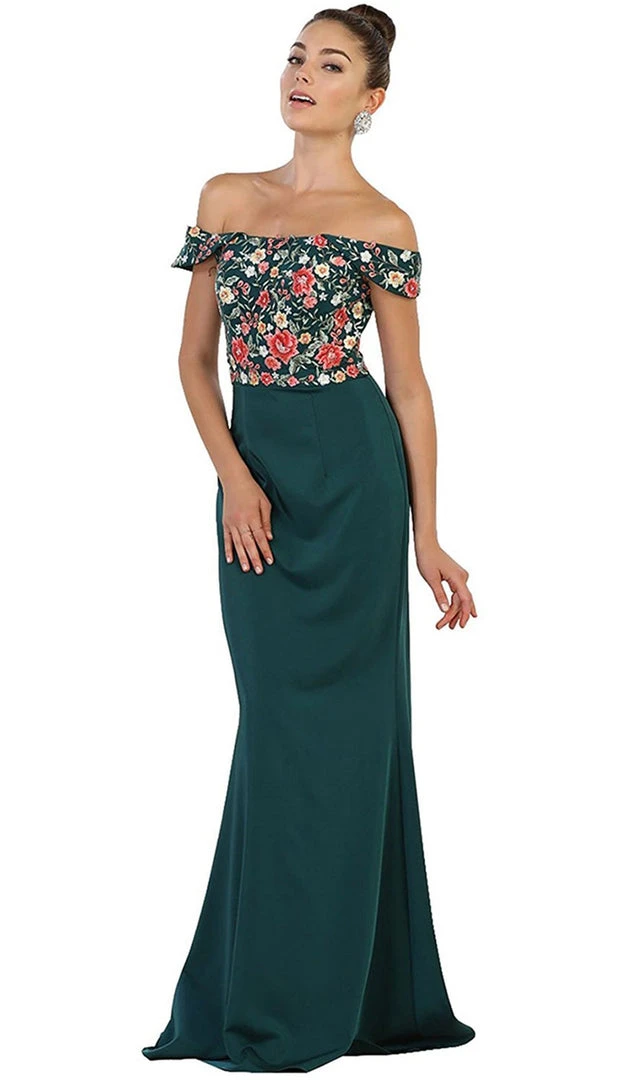 May Queen - RQ7564 Floral Applique Off-Shoulder Fitted Evening Dress Formal Gowns 9 May Queen - RQ7564 Floral Applique Off-Shoulder Fitted Evening Dress Formal Gowns