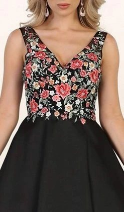 Formal Gowns May Queen - RQ7565 Floral Embroided V-neck Prom Ballgown 9 Formal Gowns May Queen - RQ7565 Floral Embroided V-neck Prom Ballgown