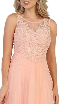 Formal Gowns May Queen - RQ7569 Embellished Illusion Scoop Lace A-line Mother Of The Bride Dress 12 Formal Gowns May Queen - RQ7569 Embellished Illusion Scoop Lace A-line Mother Of The Bride Dress