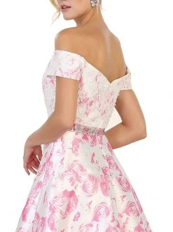 May Queen - RQ7574 Off-Shoulder Floral Print A-line Prom Gown 11 May Queen - RQ7574 Off-Shoulder Floral Print A-line Prom Gown