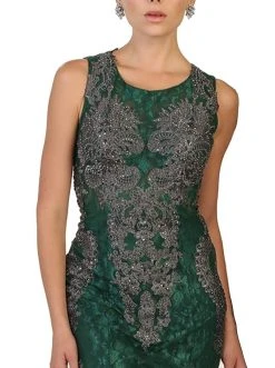 May Queen - RQ7575 Embellished Jewel Neck Sheath Mother Of The Bride Gown