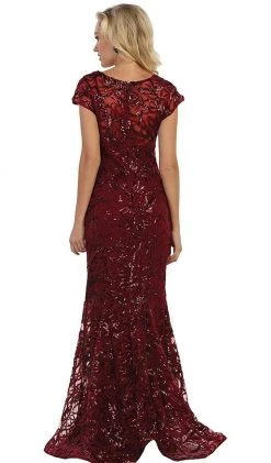 May Queen - RQ7585 Plunging V-neck Embellished Trumpet Mother Of The Bride Gown Formal Gowns