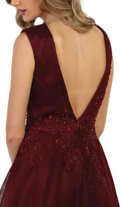 Formal Gowns May Queen - RQ7606 Embroidered Plunging A-Line Dress