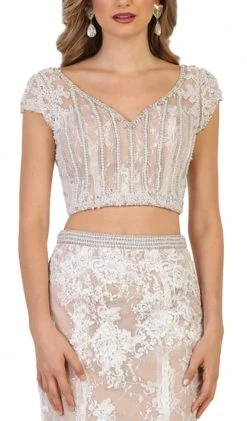 May Queen - RQ7611 Two Piece Lace Applique Mermaid Dress 10 May Queen - RQ7611 Two Piece Lace Applique Mermaid Dress