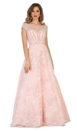 May Queen - RQ7612 Lace Applique Bateau A-line Dress Formal Gowns