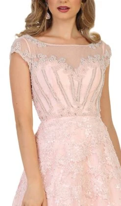 May Queen - RQ7612 Lace Applique Bateau A-line Dress Formal Gowns