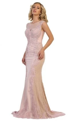 May Queen - RQ7626 Embroidered Illusion Bateau Dress Formal Gowns