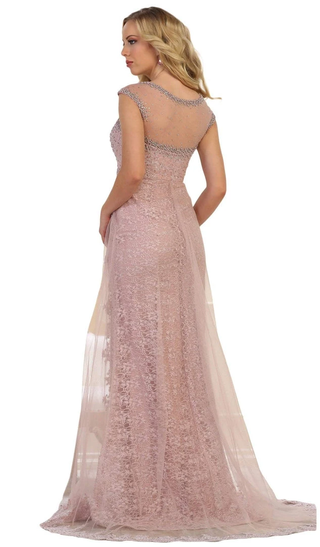 May Queen - RQ7627 Embroidered Bateau A-line Dress Formal Gowns 6 May Queen - RQ7627 Embroidered Bateau A-line Dress Formal Gowns