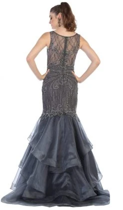 May Queen - RQ7634 Bead Embellished Tiered Mermaid Gown