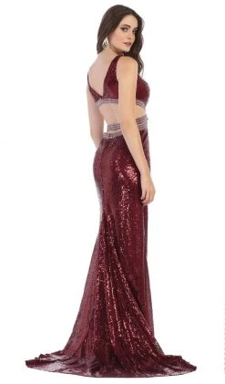 May Queen - RQ7648 Cutout Ornate Sequined High Slit Gown Formal Gowns 13 May Queen - RQ7648 Cutout Ornate Sequined High Slit Gown Formal Gowns